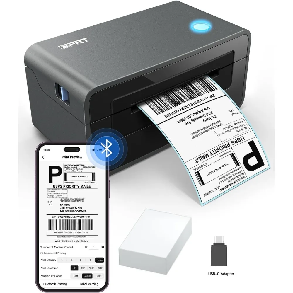 

Bluetooth Thermal Shipping Label Printer for Phone, 4x6 Printer, Support Windows/Mac/iOS/Android, Thermal Printer