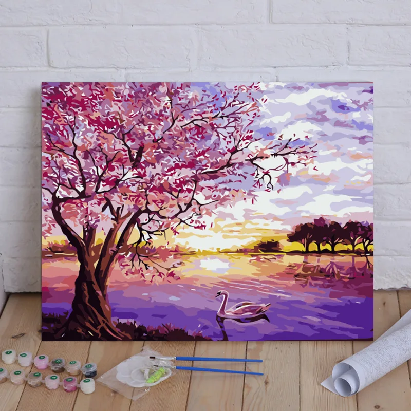 

150111 diy digital oil painting oil painting acrylic flower painting explosion hand-filled landscape painting