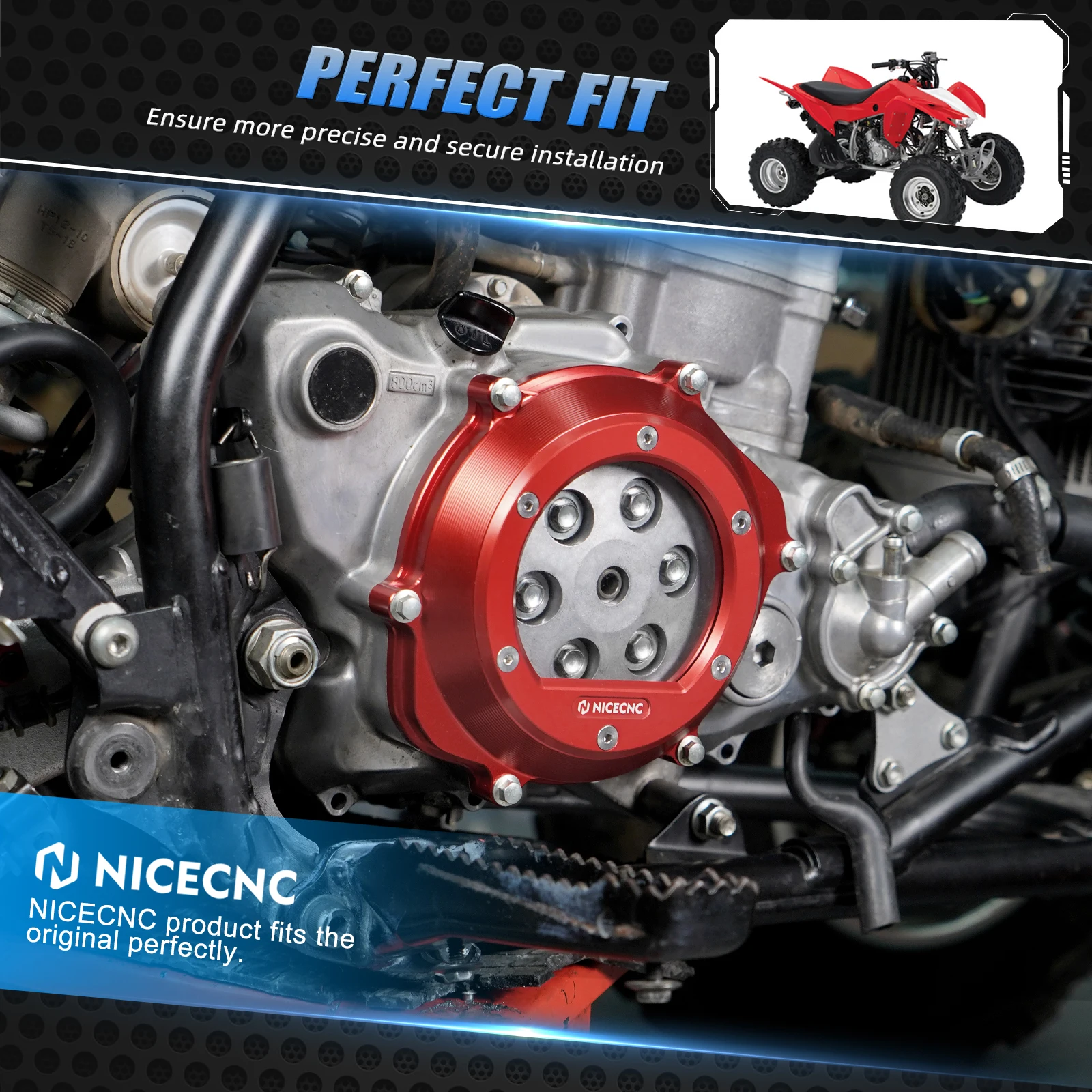 NICECNCATVClearEngineClutchCover11351HP1670ForHondaTRX450R