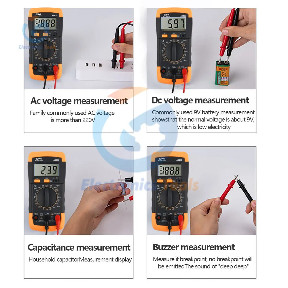 Digital Multimeter Tester AC DC 600V Voltmeter Voltage Current Diode Resistance Freguency Temperature Tester Household Tools