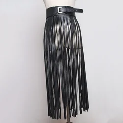 2022 New Spring Summer Pu Leather Long Tassel Brief Personality Girdle Decoration Belt Women Fashion Tide All-match