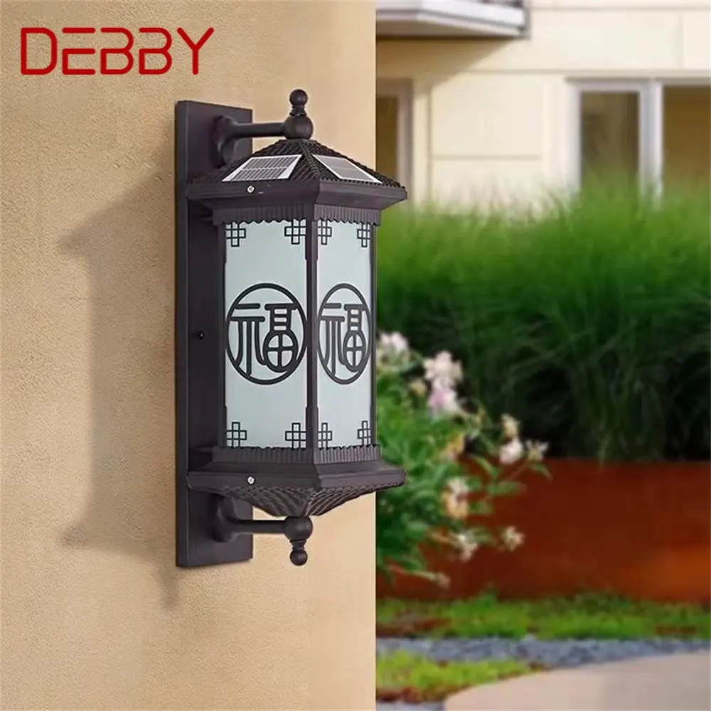 

DEBBY Outdoor Solar Wall Sconces Light LED Chinese Style Waterproof Vintage Lamp for Home Balcony Decoration