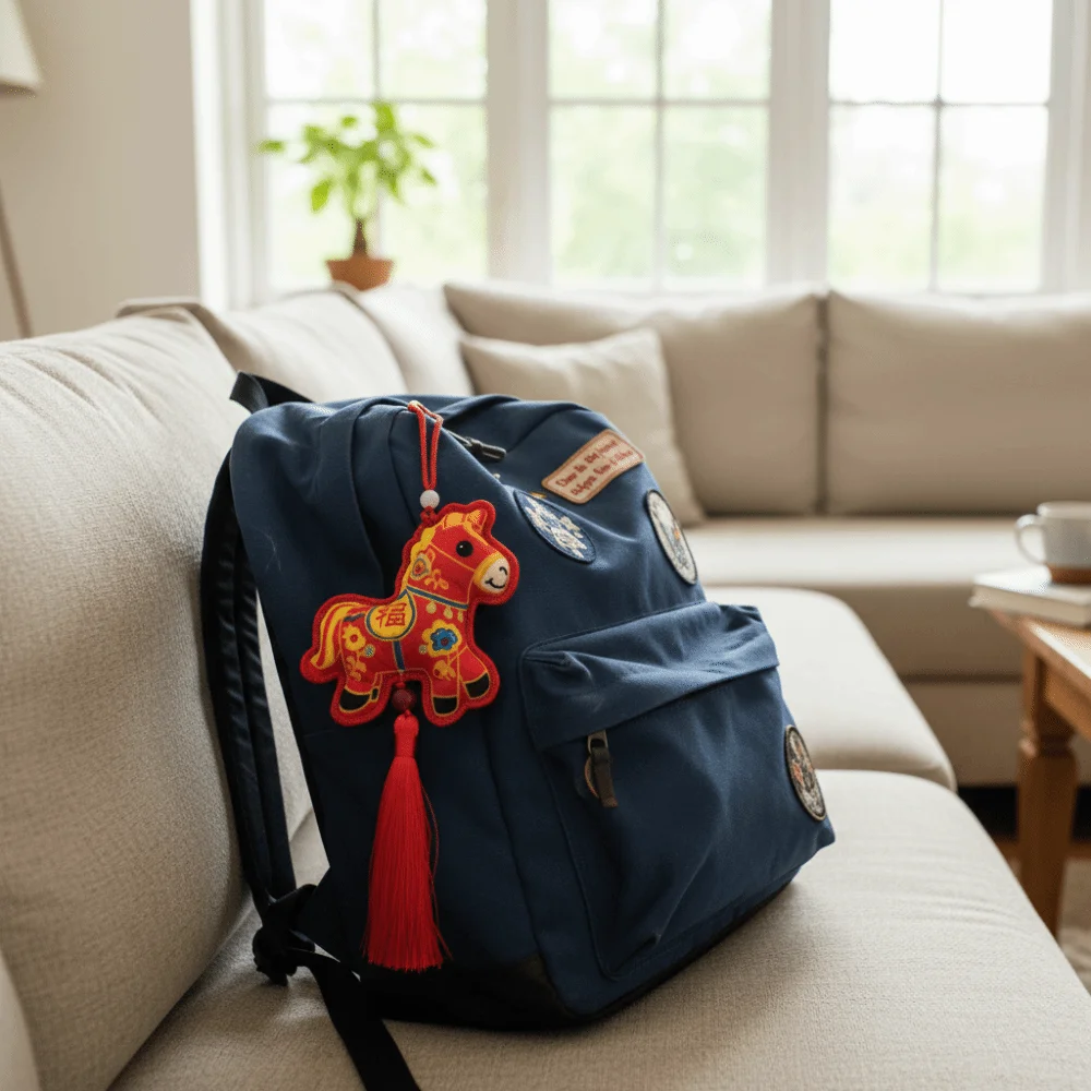 Chinese Style Zodiac Mascot Pendant Blessing Embroidery Car Hanging Pendant with Tassels Horse Incense Bag Home Decoration