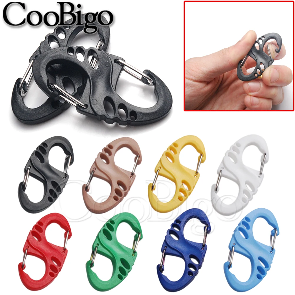 10pcs Carabiner S Shape Snap Hook Buckle for Keychain Key Ring Outdoor Camping Backpack Climbing Paracord Lanyard DIY Accessory
