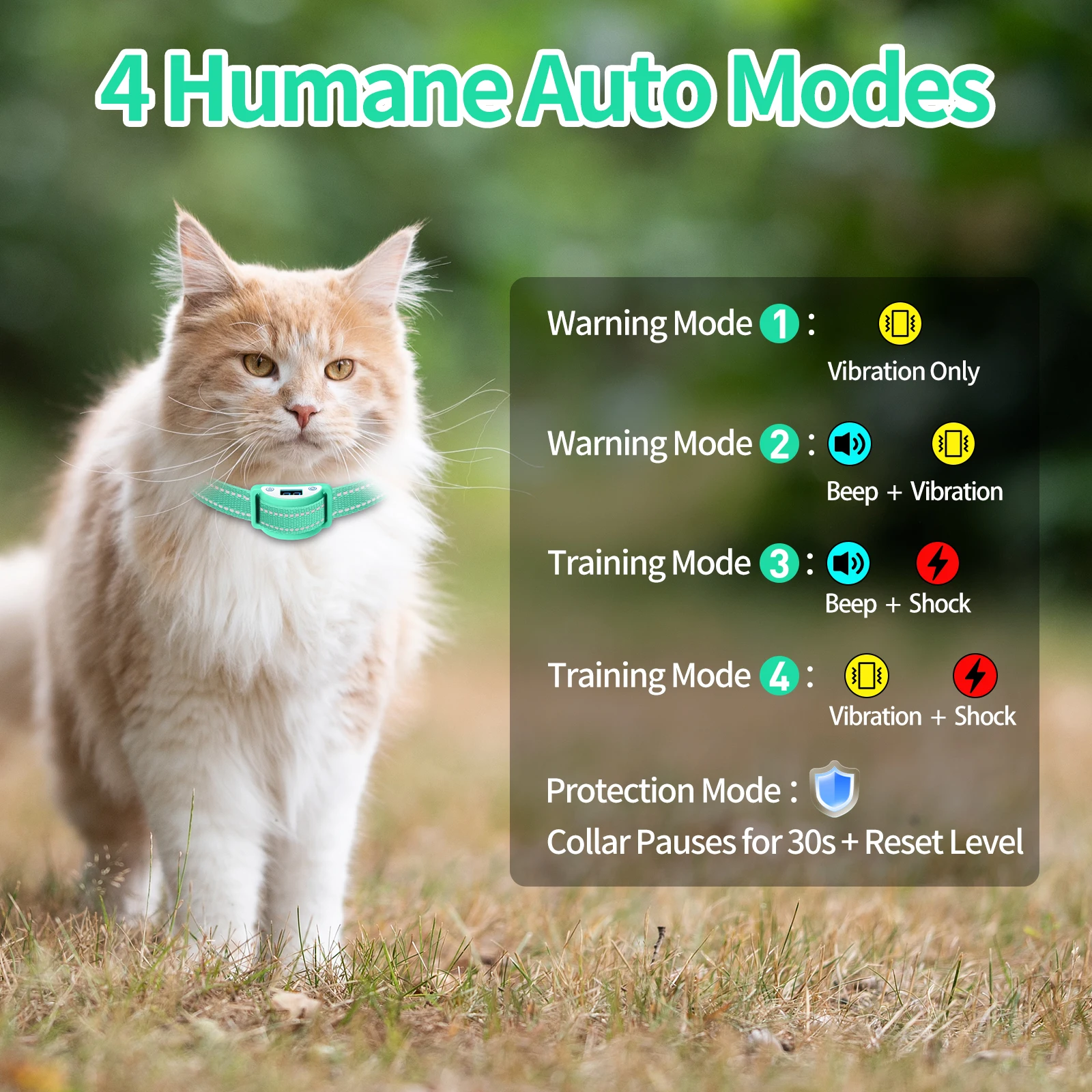 Cat Shock Collar, Waterproof Cat Training Collar, Tiniest Shock Collar for Cats with Beep Vibration to Auto Stop Meow