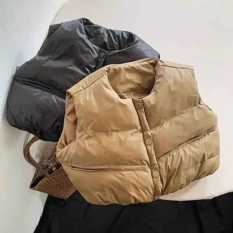 Korean Kids Winter Padded Vest Outerwear Waistcoat Child Coat Boy Loose Outdoor Clothes Baby Vest for Girl In External Clothes children vest