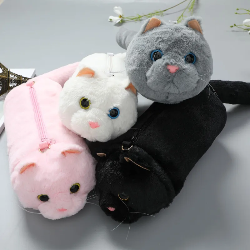 Women cute Cat Plush shoulder bag  lady fur doll messenger bag Girl cartoon mini mobile phone bag