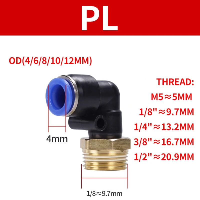  PC/PCF/PL/PLF Ŀ, 4mm-12mm , 1/8 1/4 3/8 1/2  ,   PC/PCF/PB/SL/PL, 20/50 