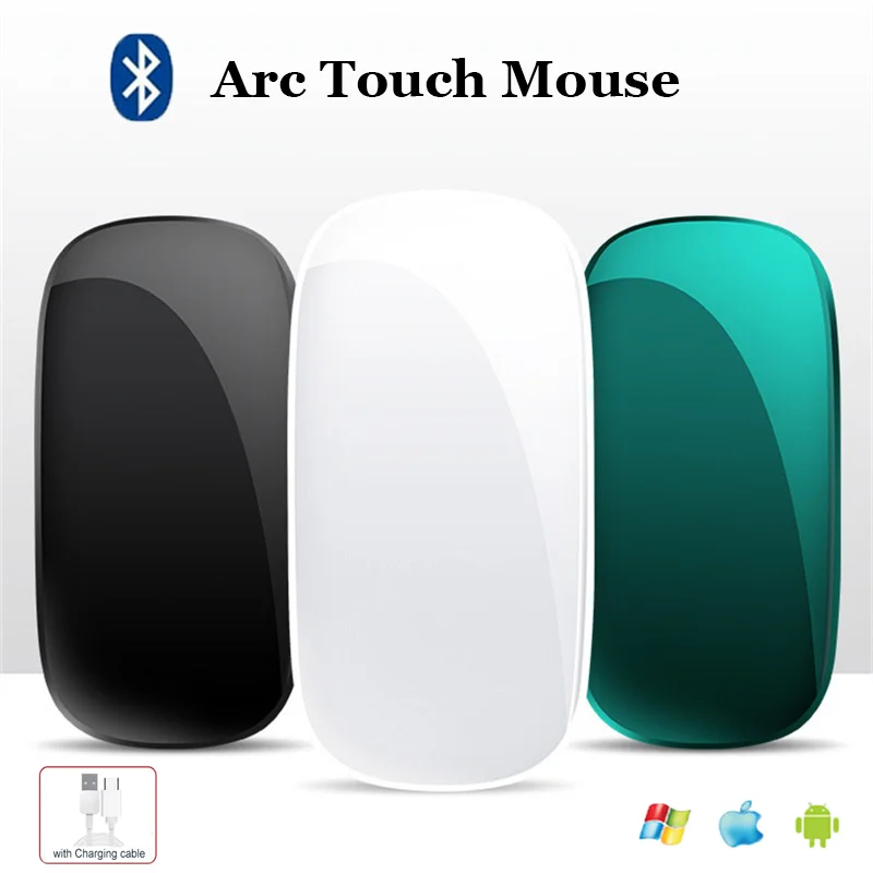 Magic Mouse 2 Per Apple Wireless Bluetooth Mouse Ricaricabile Ergonomico Mause Silent Arc Touch Mouse Per Microsoft Ipad Laptop Pc