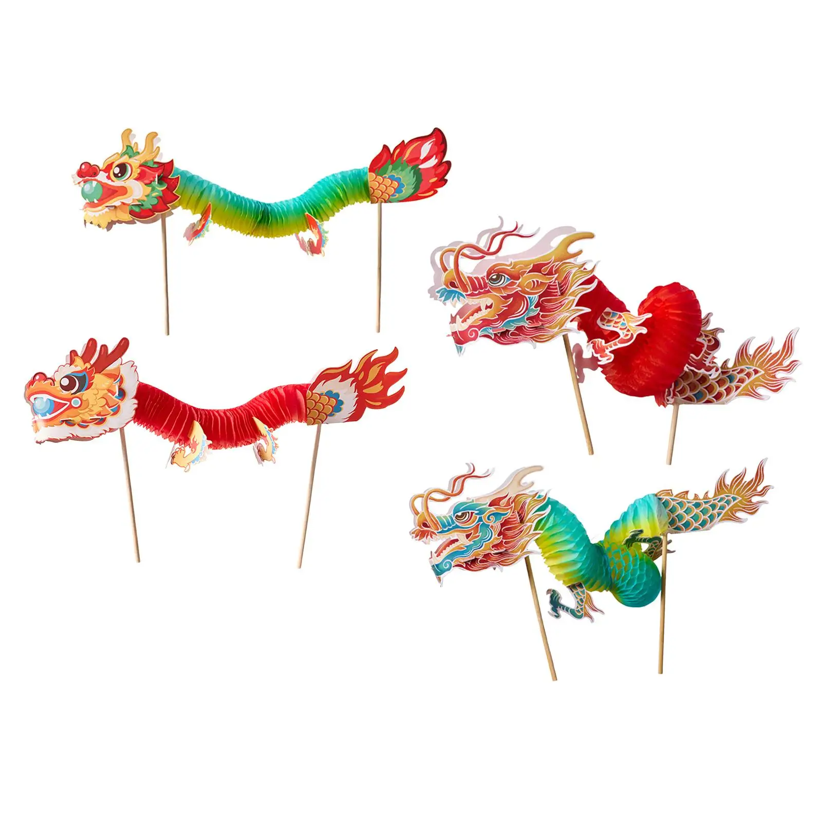thumbnail image 2 of 12-Pack Chinese Paper Dragon Decorations - DIY Dragon Garland For New Year Parties 2 of 13