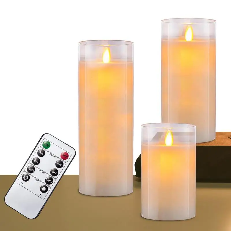 

Fake Candles 3pcs Wick Votive Wax Pillar Candle With Timer And Remote Wedding Centerpieces Romantic Ambiance For Outdoor Indoor