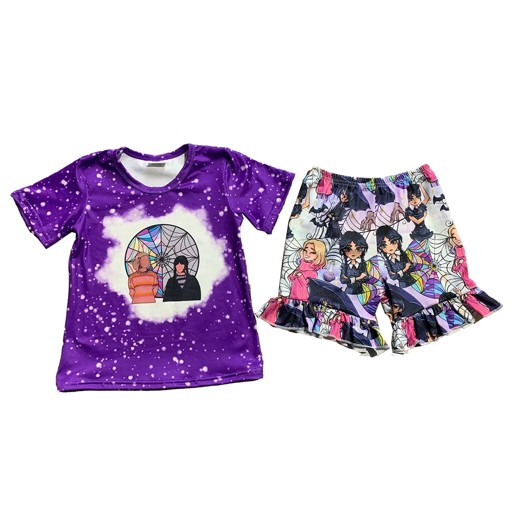 

Best Selling Children's Clothes Girls 2pcs Suit Boutique Wednesday Set shorts short sleeve set little girl skirt Set