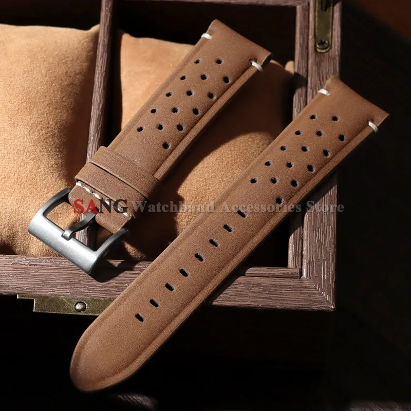 Outdoor Breathable Porous Leather Watch Strap Bracelet