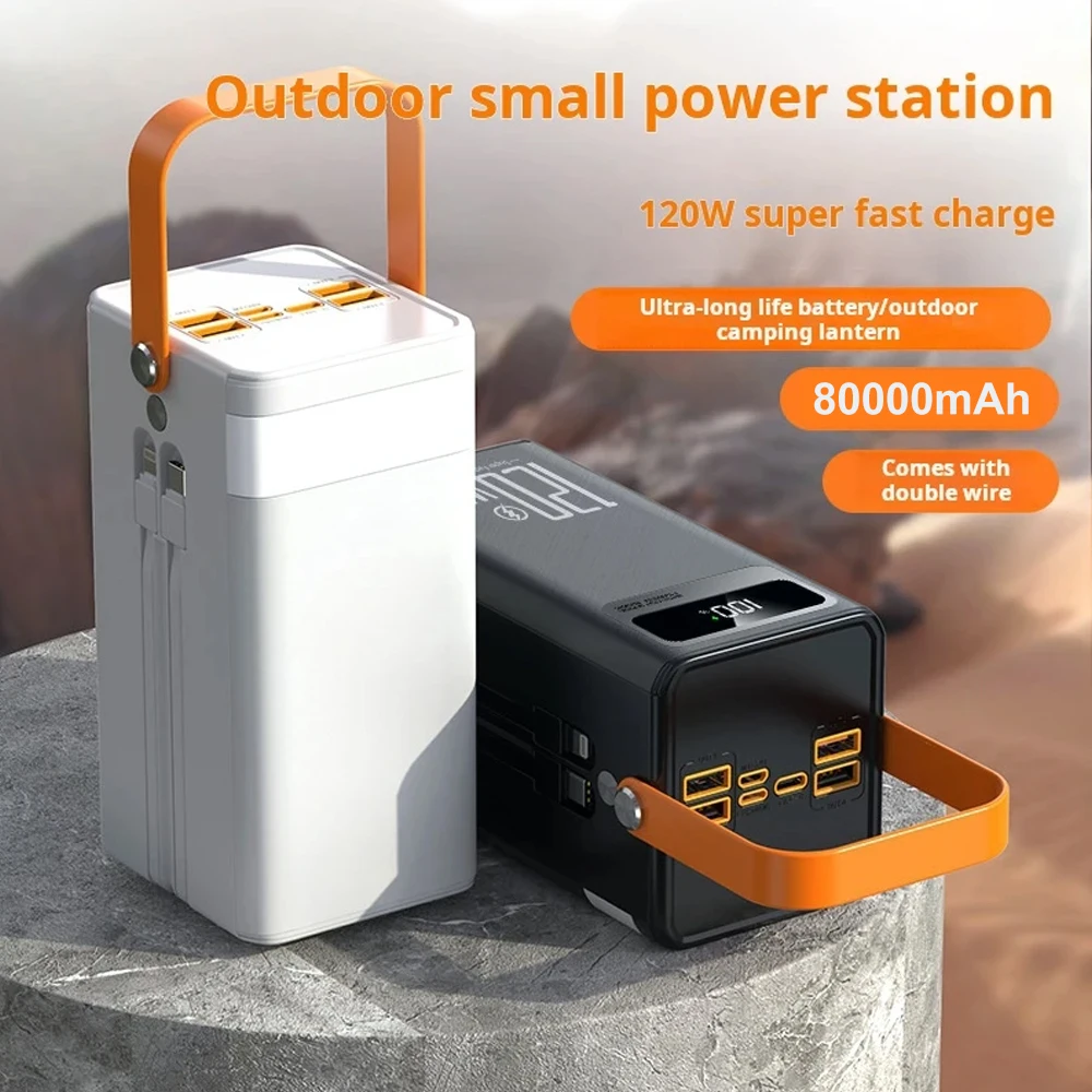 Gaiaray Portable Power Bank 50000mAh 80000mAh Large Capacity External Power Battery 120W Fast Charge With USB Type-C LED Light 5