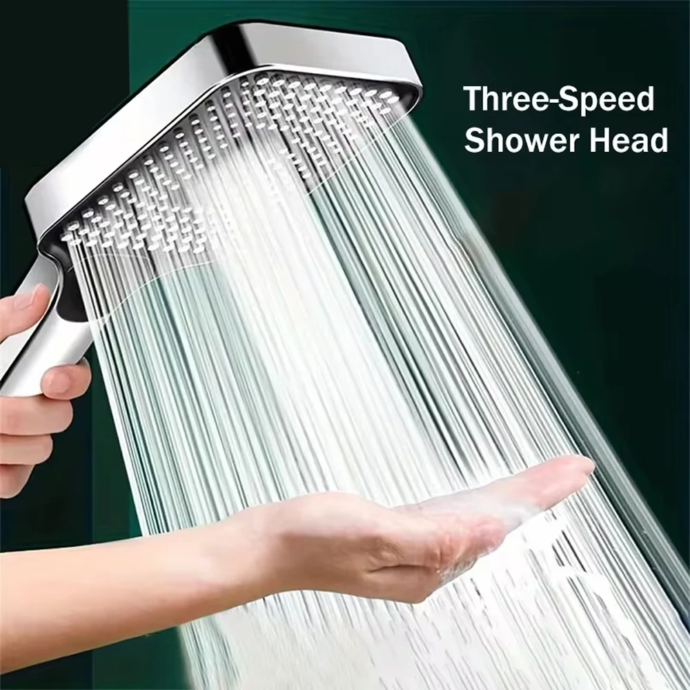 13cm Large Panel Shower Head Adjustable 3 Modes High Pressure Massage Shower Head Filter Element Bathroom Accessories