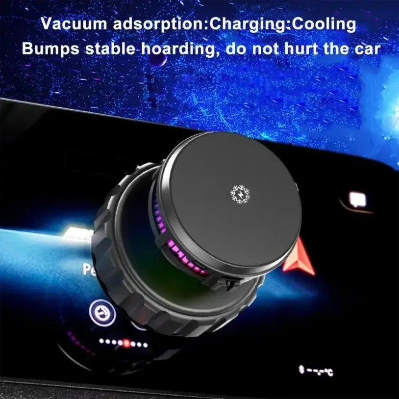15W Magnetic Fast Wireless Charger Mobile Phone Holder Car Mount With Mood Light for Magsafe iPhone Samsung Car Charging Stand