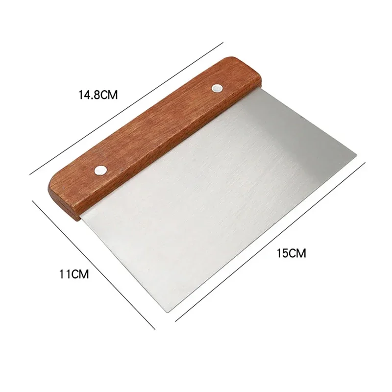 Stainless Steel Wooden handle Dough Cutting Knife Baking Cake cream Scraper Cooking Dough Baking Accessories Pastry Cutters