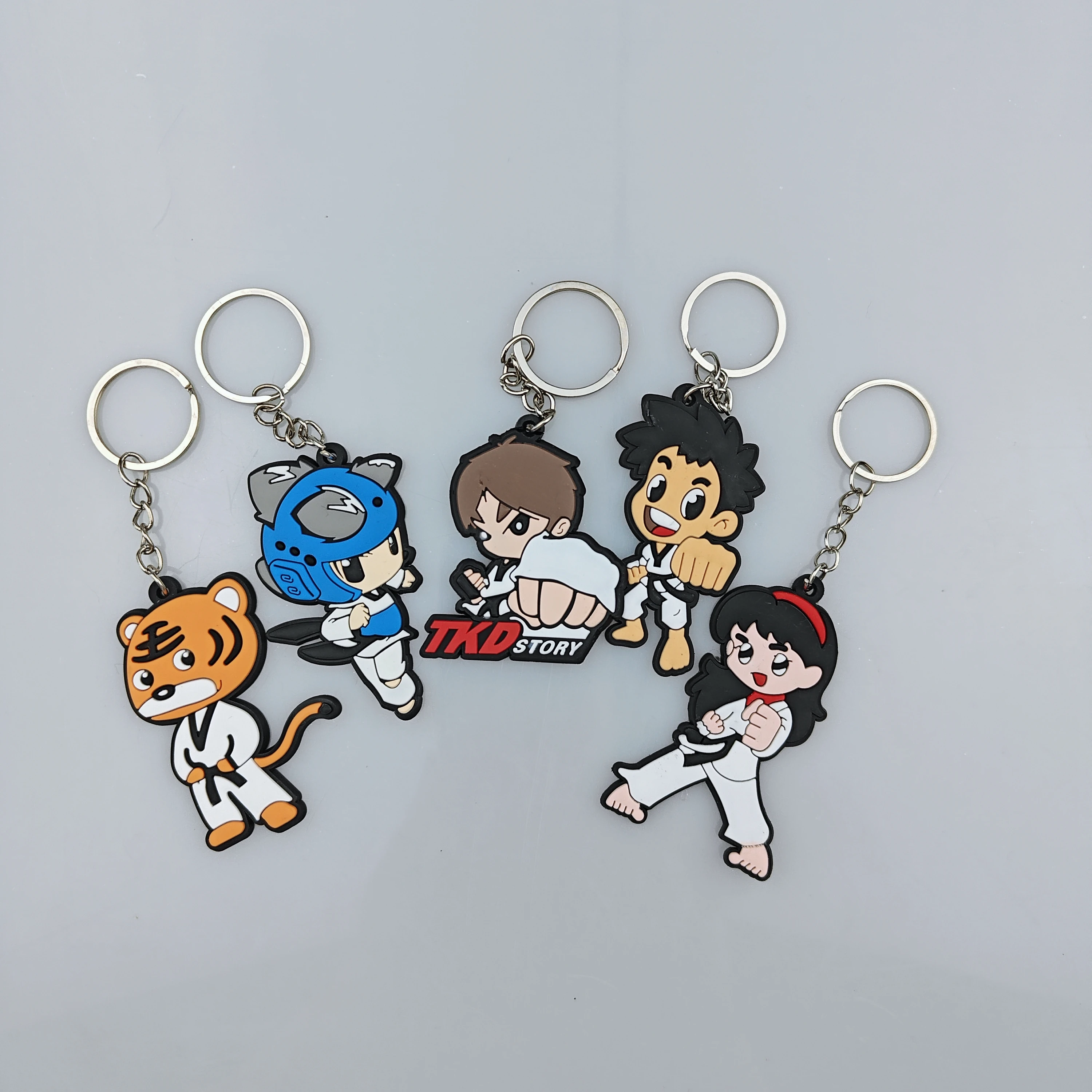 10pcs TAEKWONDOKeychain Taekwondo Supplies Cartoon Sport Gifts Keepsake Pendant Key Button key Ring