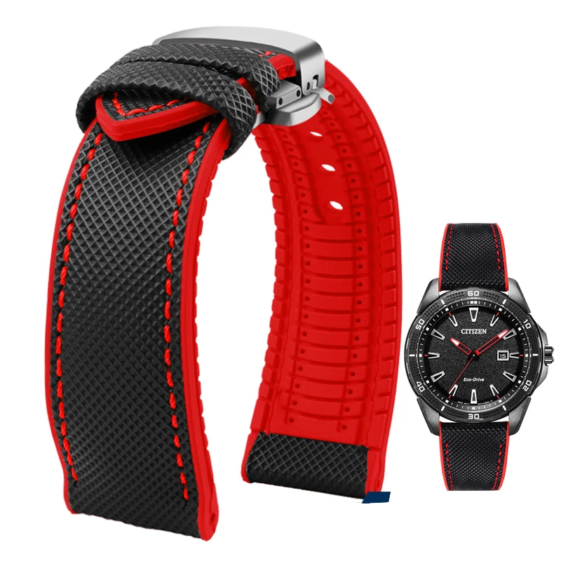 Premium Nylon-Silicone Waterproof Watch Strap for Men - 19mm, 20mm, 22mm Rubber Wrist Band Accessories