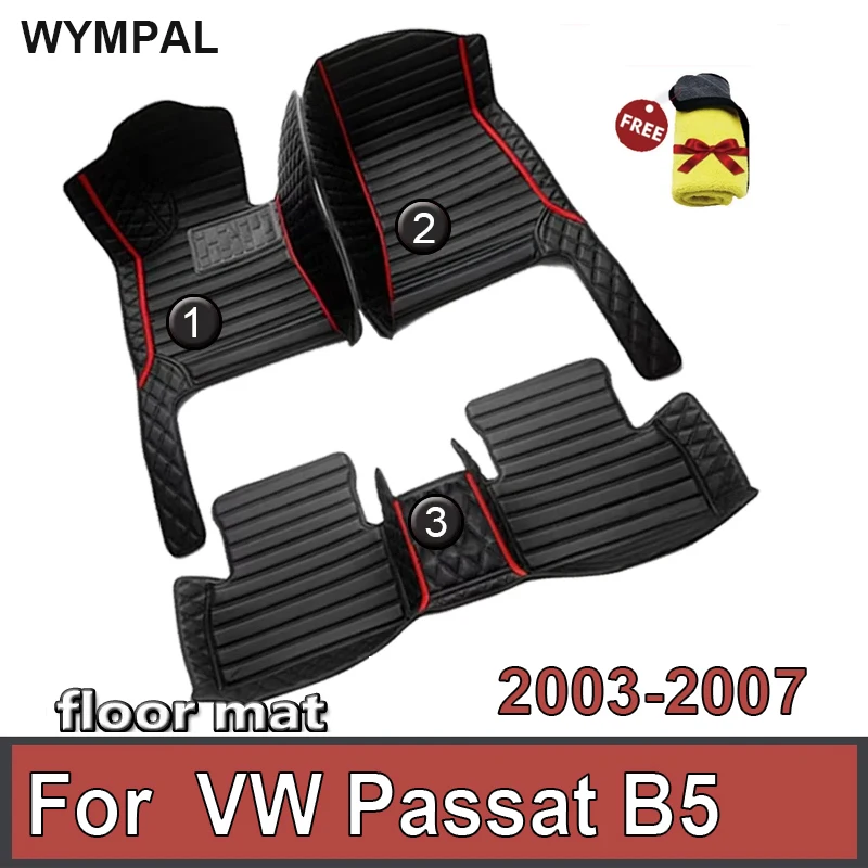 

Custom Made Leather Car Floor Mats For VW Passat B5 2003 2004 2005 2006 2007 Carpets Rug Foot Pads Accessories