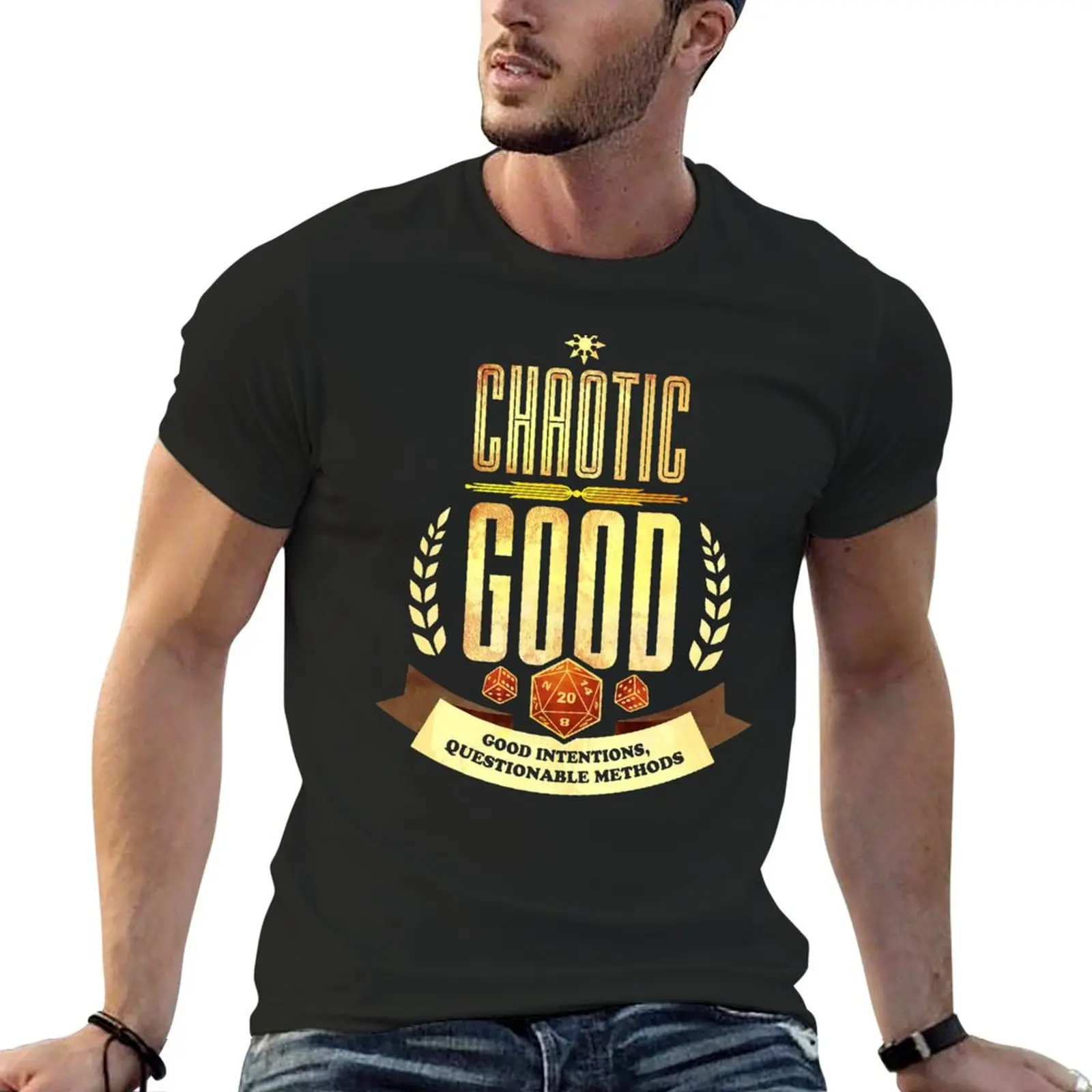 

Chaotic Good: Good Intentions, Questionable Methods T-Shirt cute clothes anime figures graphics Men's t-shirt