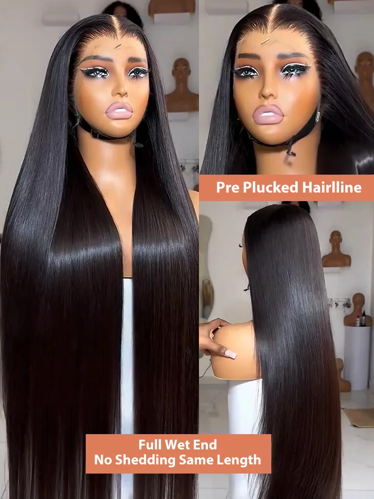 250 280 Density 30 40 Inch Bone Straight 13x4 13x6 HD Transparent Lace Frontal 5x5 Lace Clourse Glueless Wear And Go Human Hair Wig