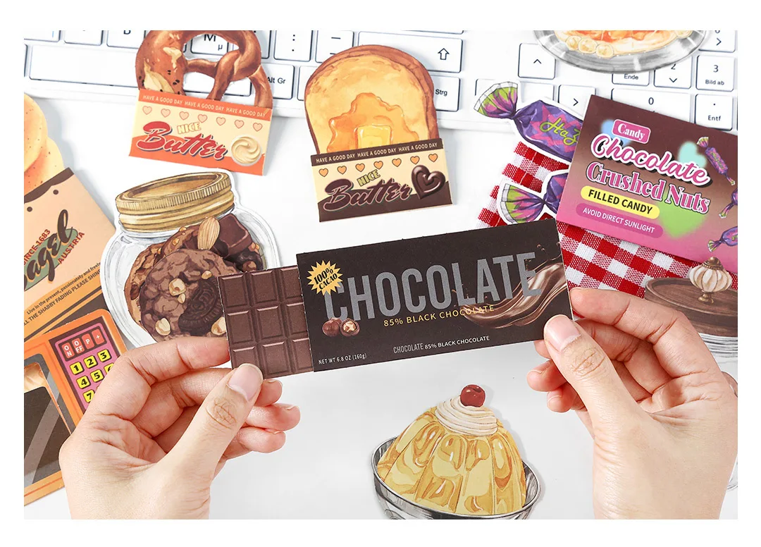 20 stücke INS Nette Snack dessert Material Papier Dekorative Schreibwaren Scrapbooking Memo Pad Tagebuch Album Label Dekorative papier – Detail 10