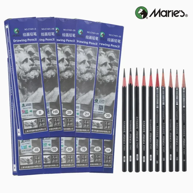 12pcs Sketch Pencils Graphite,Professional Sketching Pencil Set for Artists,Shading,Writing for Adults,Students 1