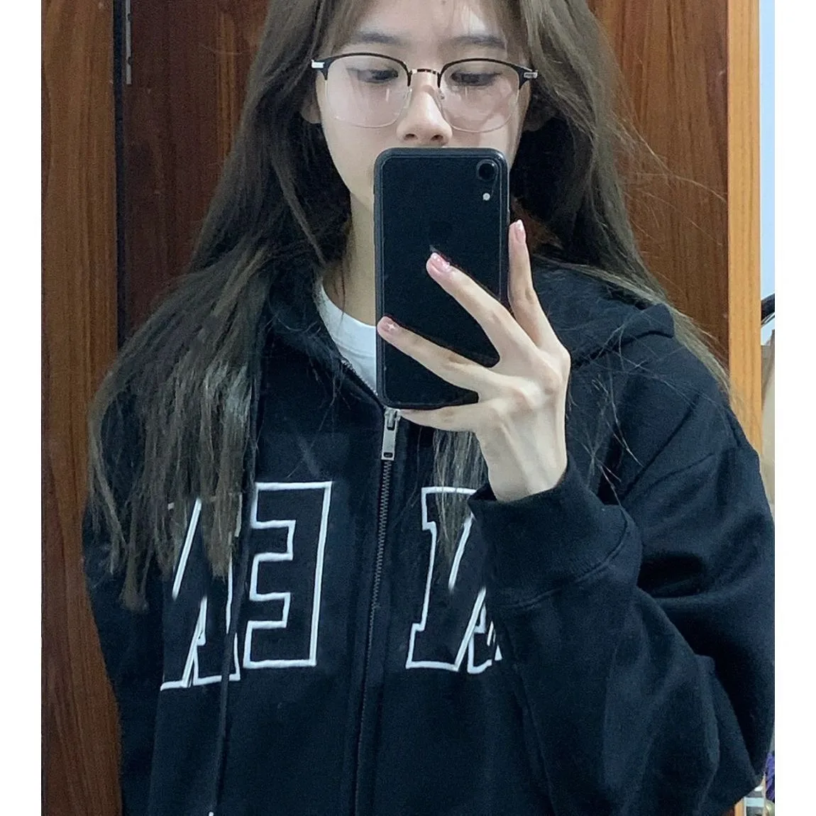 

American advanced sense Harajuku creative hooded cardigan coat hoodie woman lovely spring and autumn
