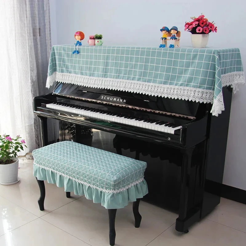 pastoral style lace organza piano cover cloth half cover decorative floral bench