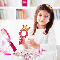 Wooden Toy Mirrors Handheld Crafts Boxwood Princess Birthday Party Decorations Child 2