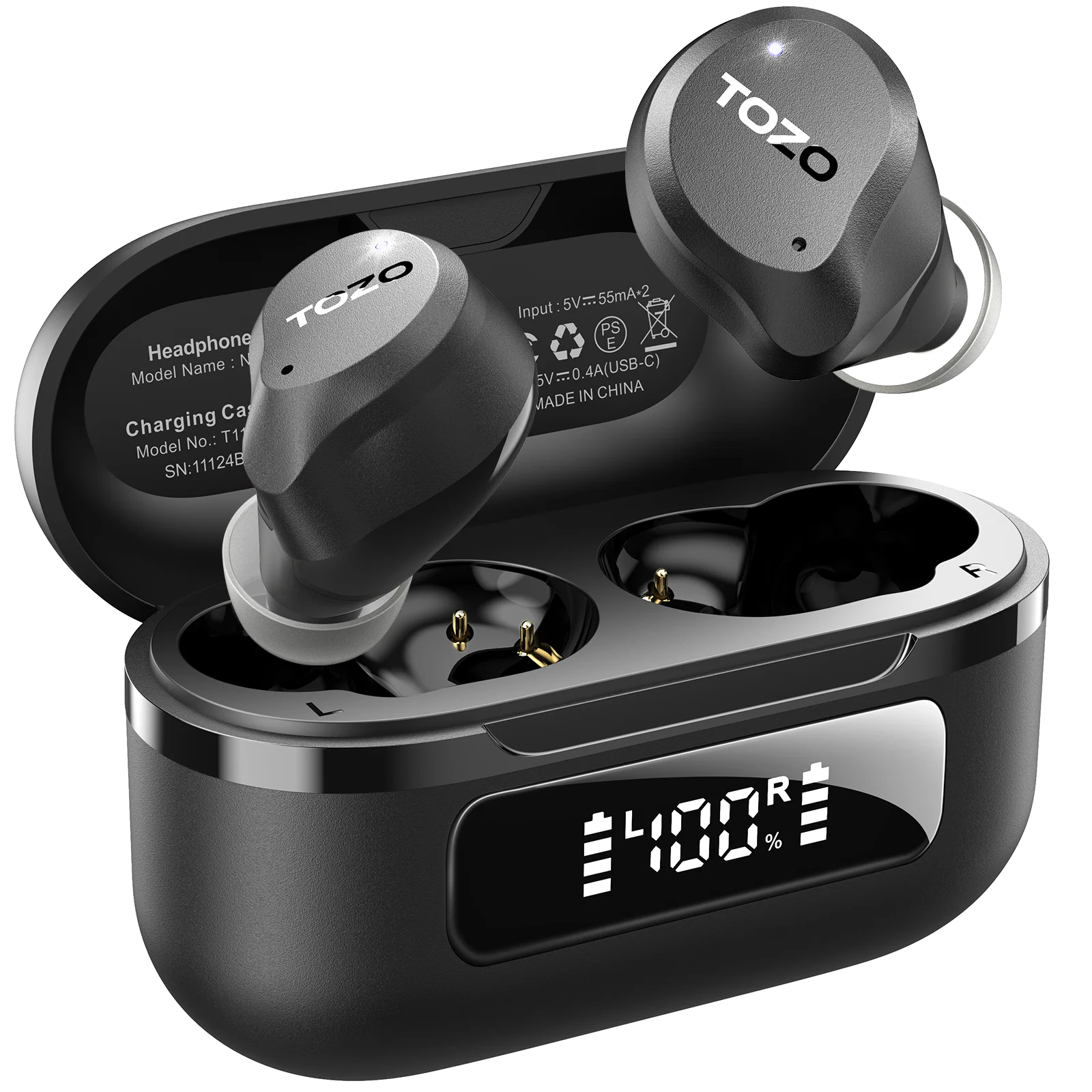 TOZO NC2 ハイブリッドアクティブノイズキャンセリングワイヤレスイヤフォンインイヤー検出ヘッドホン、IPX6防水Bluetooth 5 TOZO NC2 ハイブリッド型 ノイズキャンセリング 完全ワイヤレス