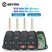 Keyyou กุญแจรถรีโมท315/433MHz 2/3/4ปุ่ม KOBDT04A สำหรับ Dodge Chrysler JEEP Dakota durango Charger 300 Aspen Grand Cherokee