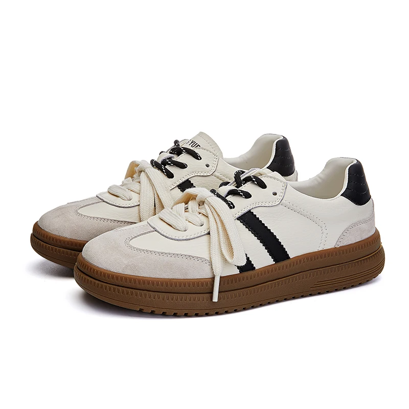 DIMANYU De Training Shoes Women's Real Leather 2024 Fall New Lace Female Sneakers Thick Sole casual female Forrest Gump Shoes 3