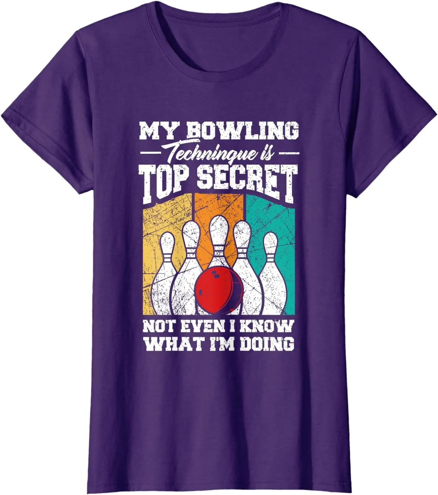 La Mia Tecnica Di Bowling È Top Secret Funny Bowling T-Shirt Girocollo Da Donna Maniche Lunghe O Corte