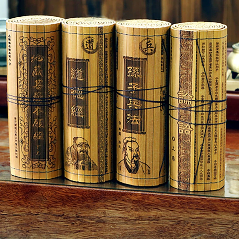 Ancient Chinese Cultural Classical Scroll Slip Bamboo Wooden Slips Home