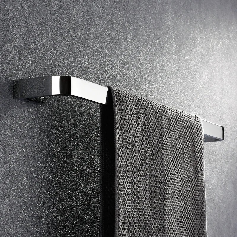 Brass Towel Holder Bathroom Wall Mount Single Towel Rack Chrome Washroom Accessories Hanger Bar 30-50cm