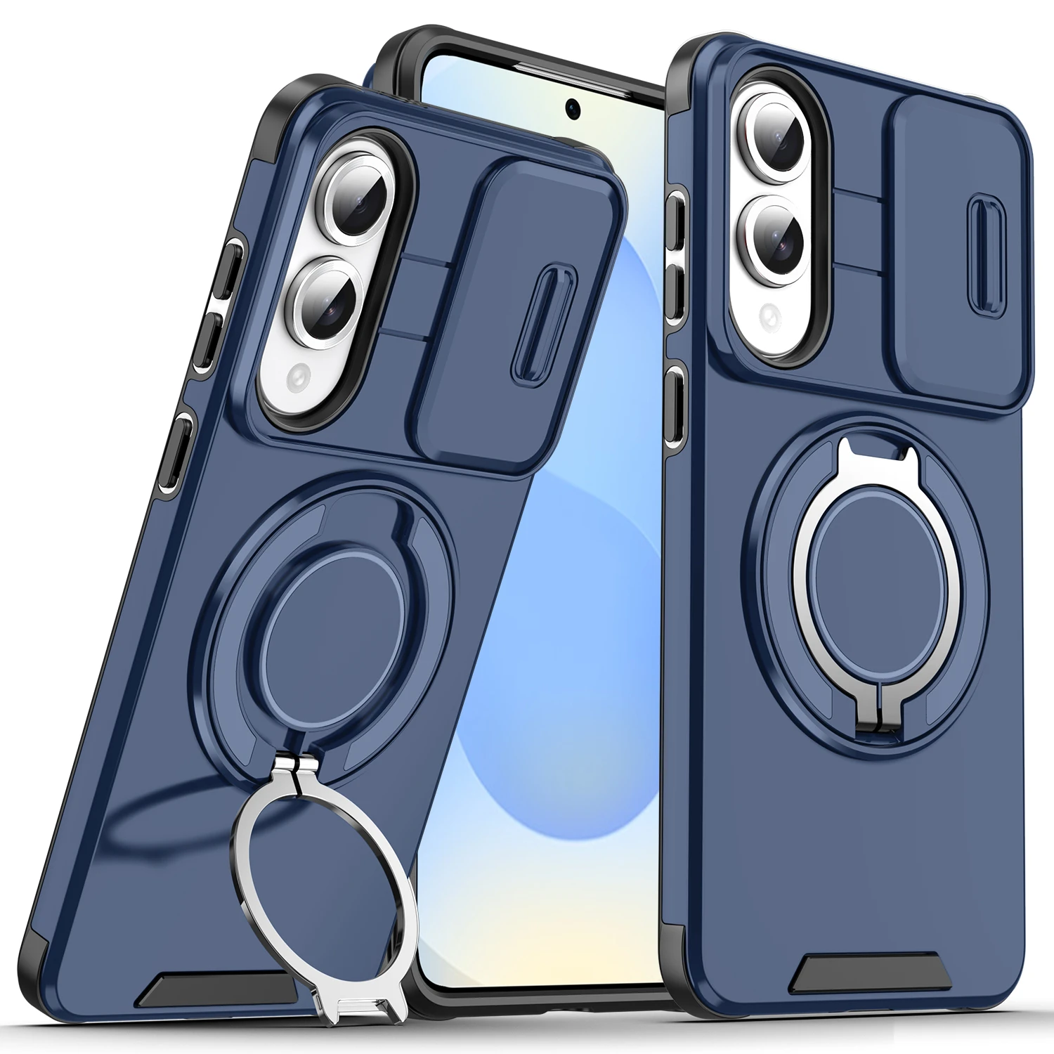 Heavy Duty Shockproof Armor Case with Slide Camera Lens Cover, Built-in Stand & Magnetic Car Mount
