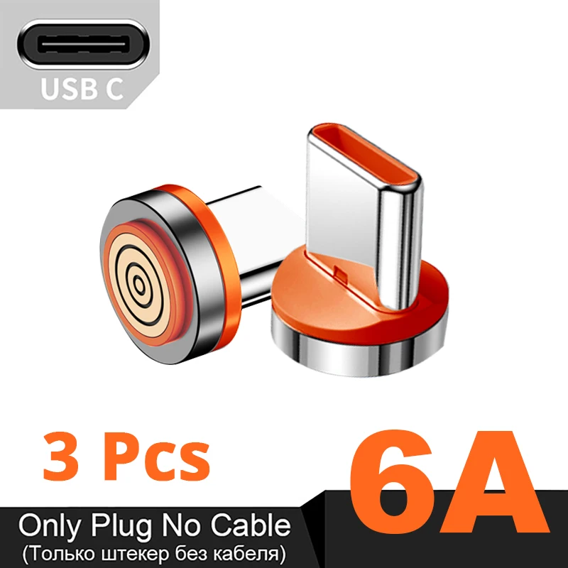 6A Round Magnetic Plug for Huawei Honor 3A USB Type C Magnet Tips Fast Charging Adapter for iPhone Samsung Xiaomi Oneplus