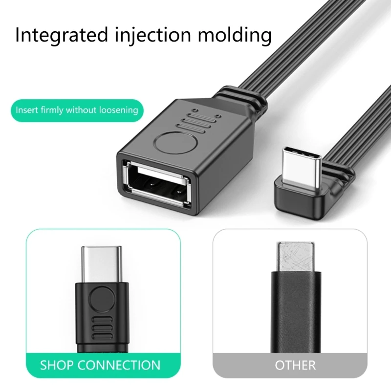 Right-Angle USB-C to USB-A OTG Adapter Cable