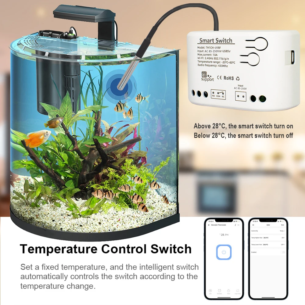 WiFi-Enabled Smart Thermostat Switch with Temperature & Humidity Monitoring
