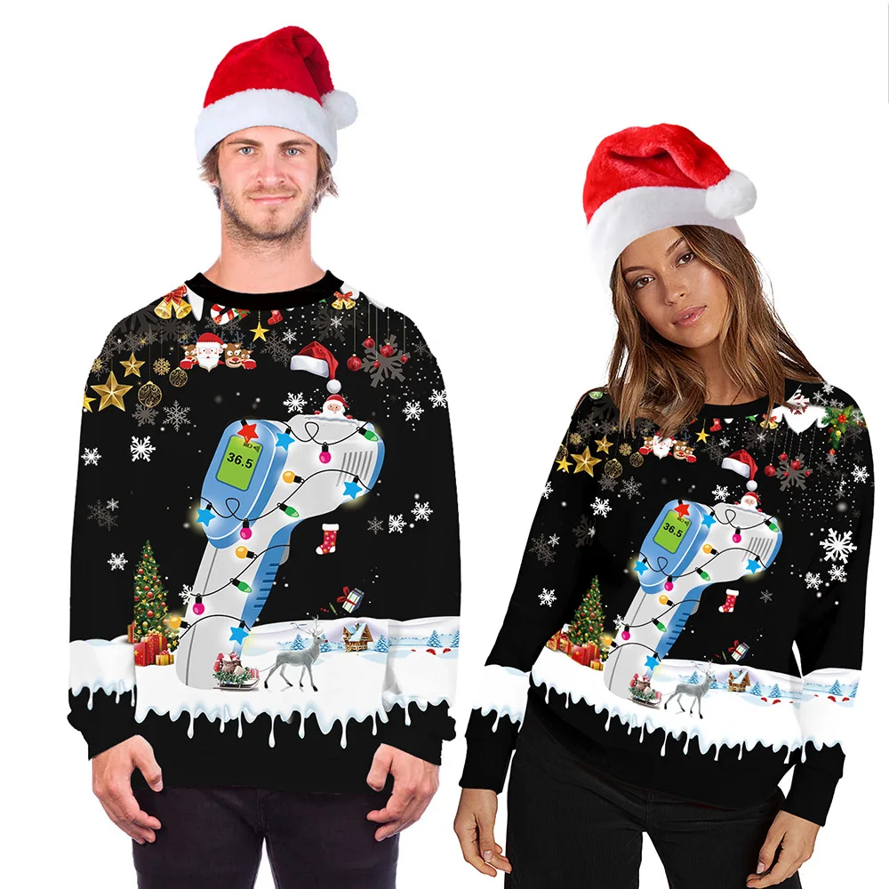 Woman Clothingformal DressesNew Christmas Tree Lazy Digital Printing Men And Women With The Same Round Neck Sweater Autumn Long 