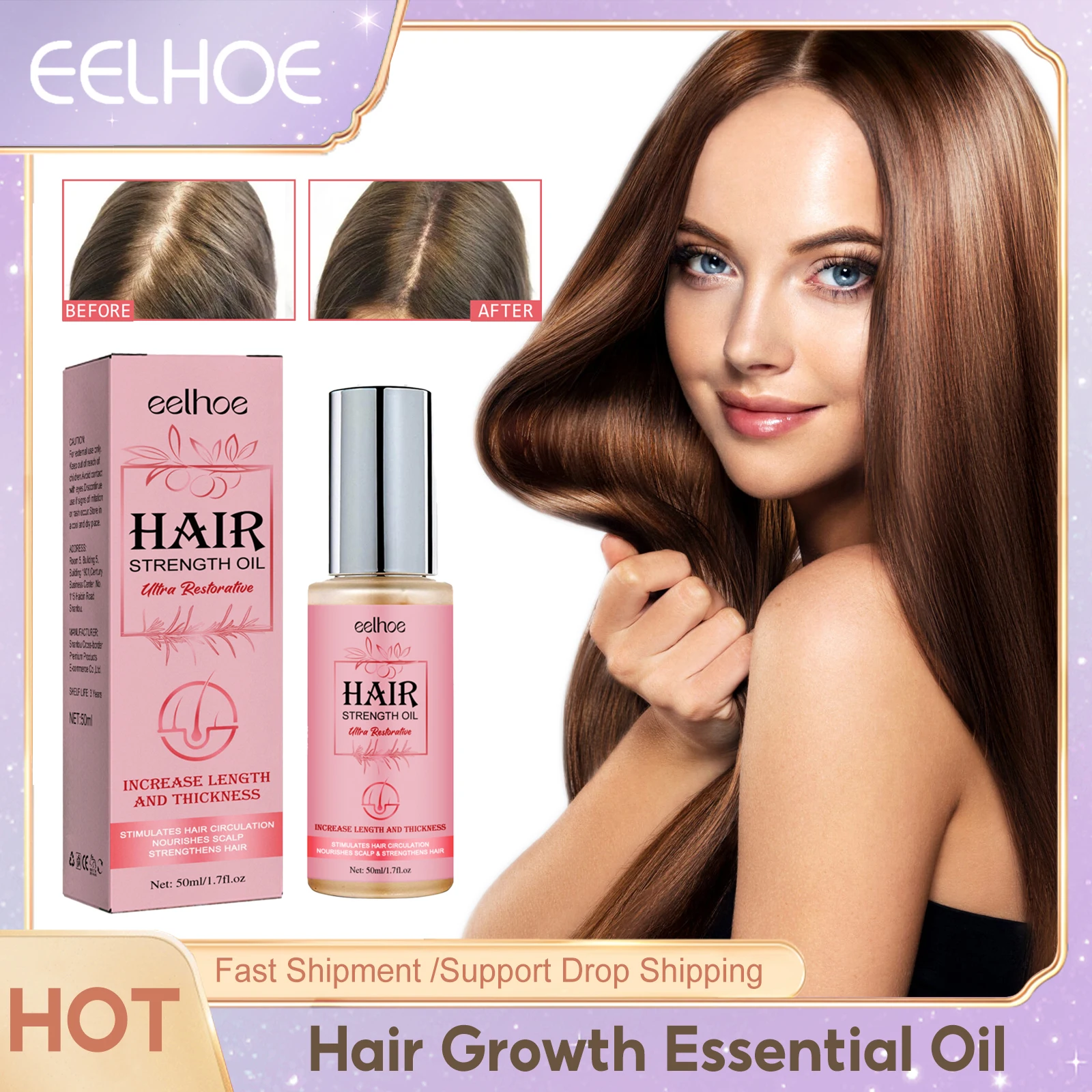 Hair Growth Essential Oil Smooth Nourishing Hair Thinning Baldness Treatment Improve Dry Frizz Preventing Hair Loss Product 50ml