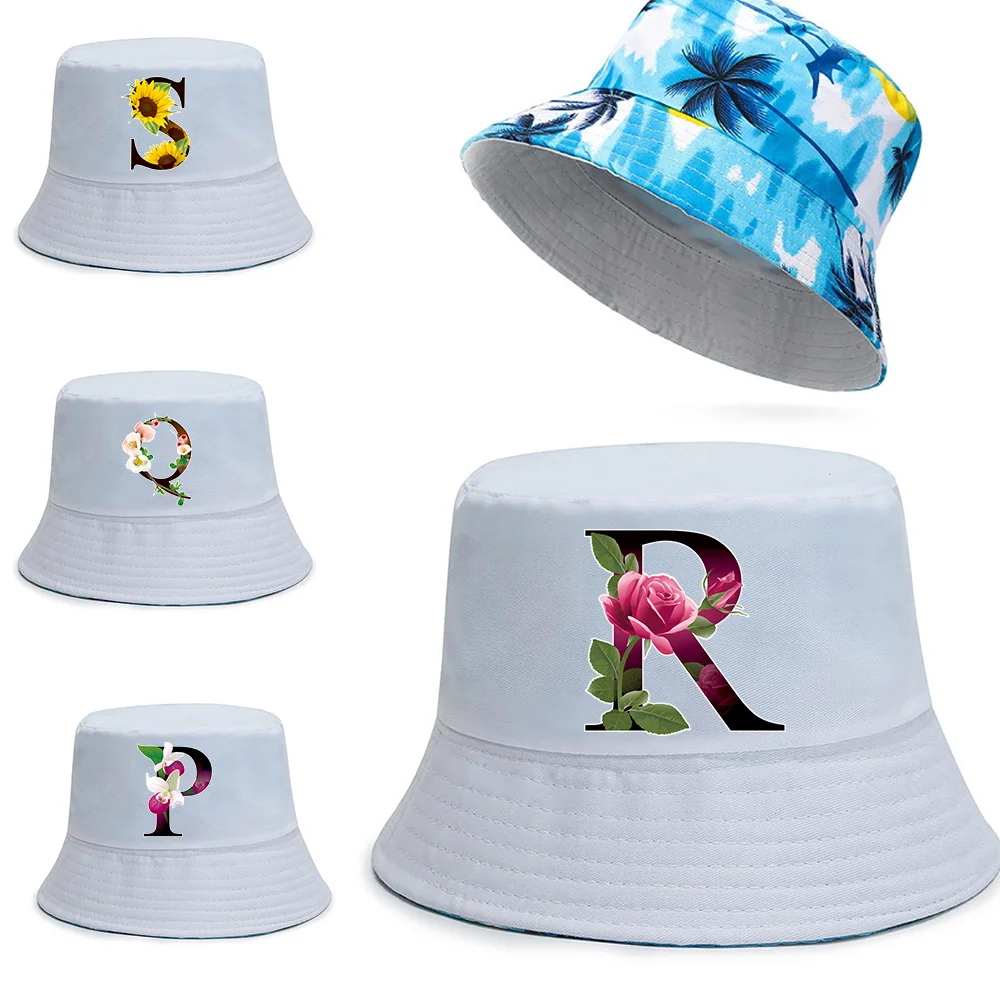 

New Trend Cotton Fisherman Hat Flower Color Series Bucket Hats Reversible Hawaii Caps Men Casual Panama Cap Women Beach Sun Hats