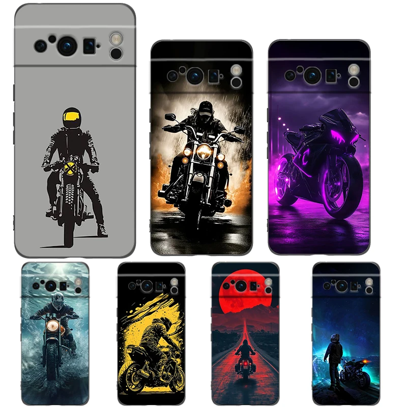 Cool Motorcycle Design Shockproof Phone Case - Soft Black TPU Cover