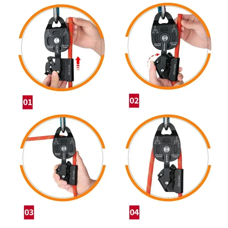 One-way Pulley Lifting Heavy Objects Pull-up Tool Super Light Device Ascenders Lifter Drag Lifting Equipment swivel pulley rope pulley hoist double pulleys cable tray pulley
