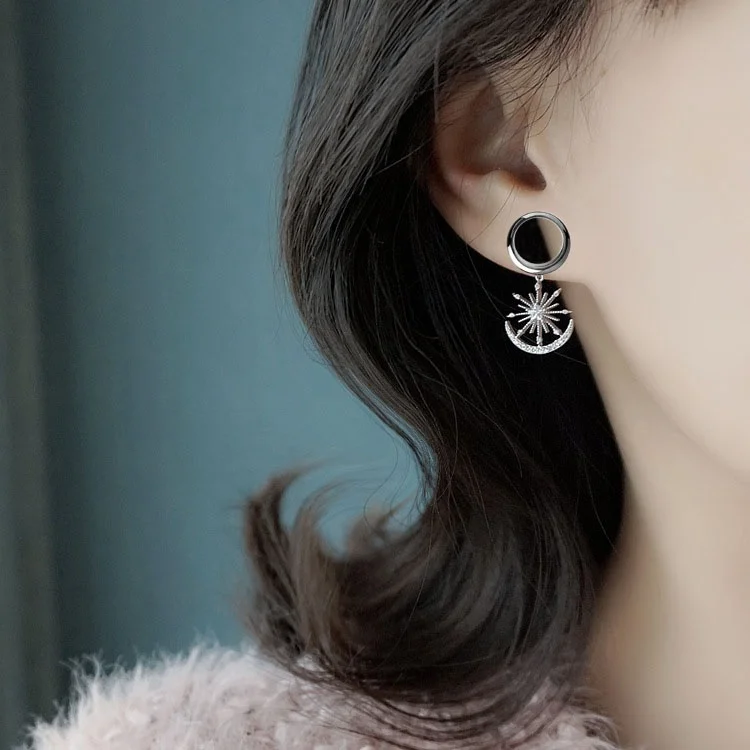 2Pieces Dilataciones Oreja Ear Piercing Body Jewelery Star Earrings Ear  Plugs Tunnels Ear Expansions Gem Moon Dangle Pircing