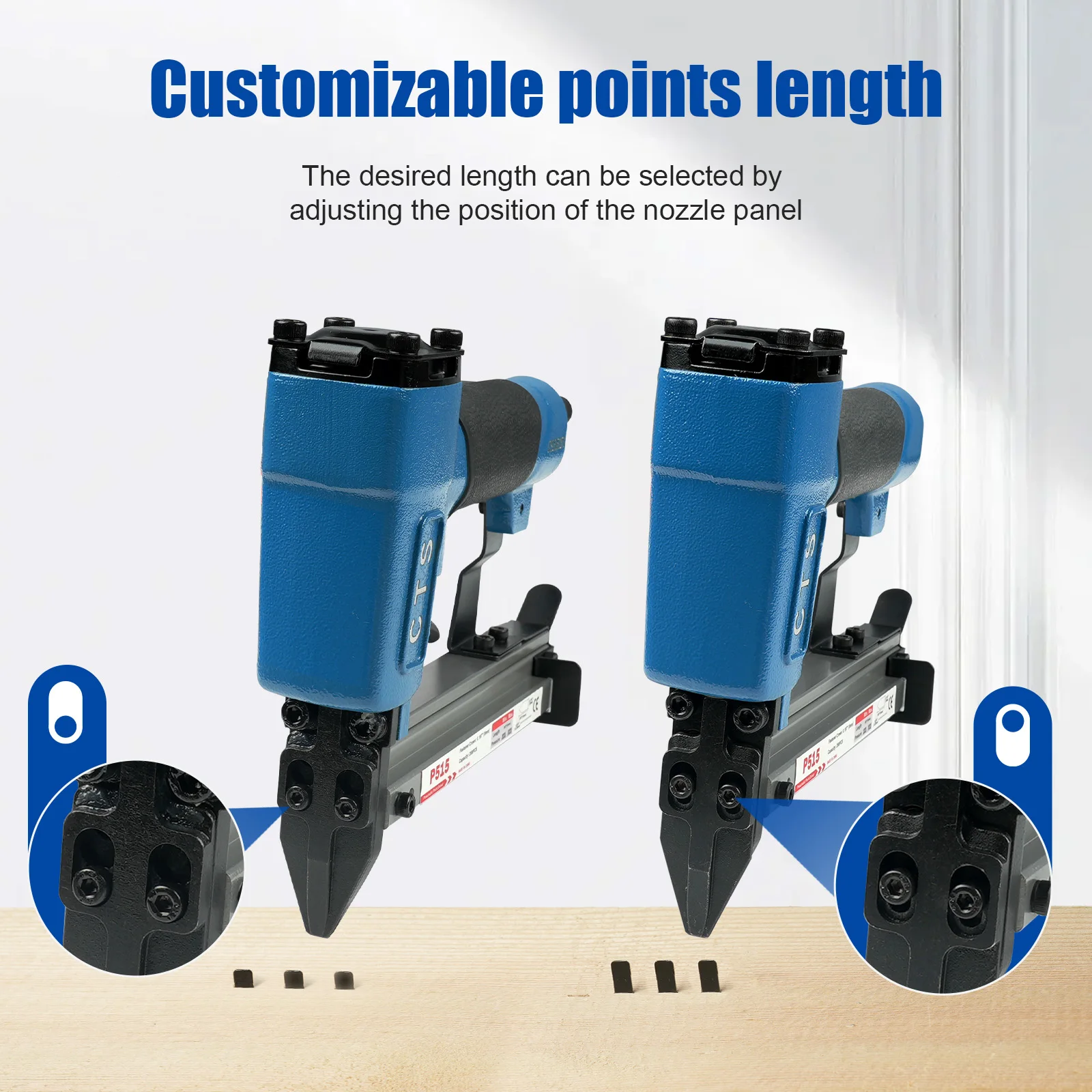 P515 공압식 플렉시블 포인트 드라이버 (1000개의 플렉시블 포인트 못 포함), 트리거 잠금 장치가 있는 에어 액자 제작용 네일러