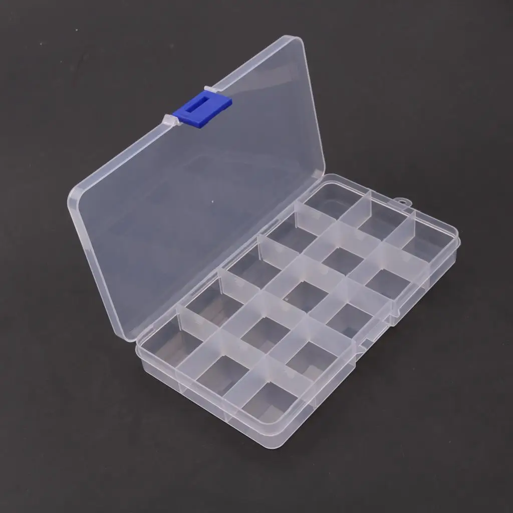Portable Plastic Guitar Pick Storage Box Durable Clear Plectrum Box with 15 Grid
