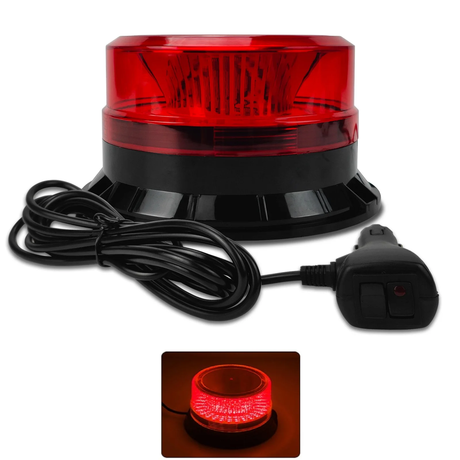 Luz De Emergencia LED Estroboscópica | Base Magnética Fuerte | Para Camiones, Autobuses, Vehículos | 12V-24V IP65